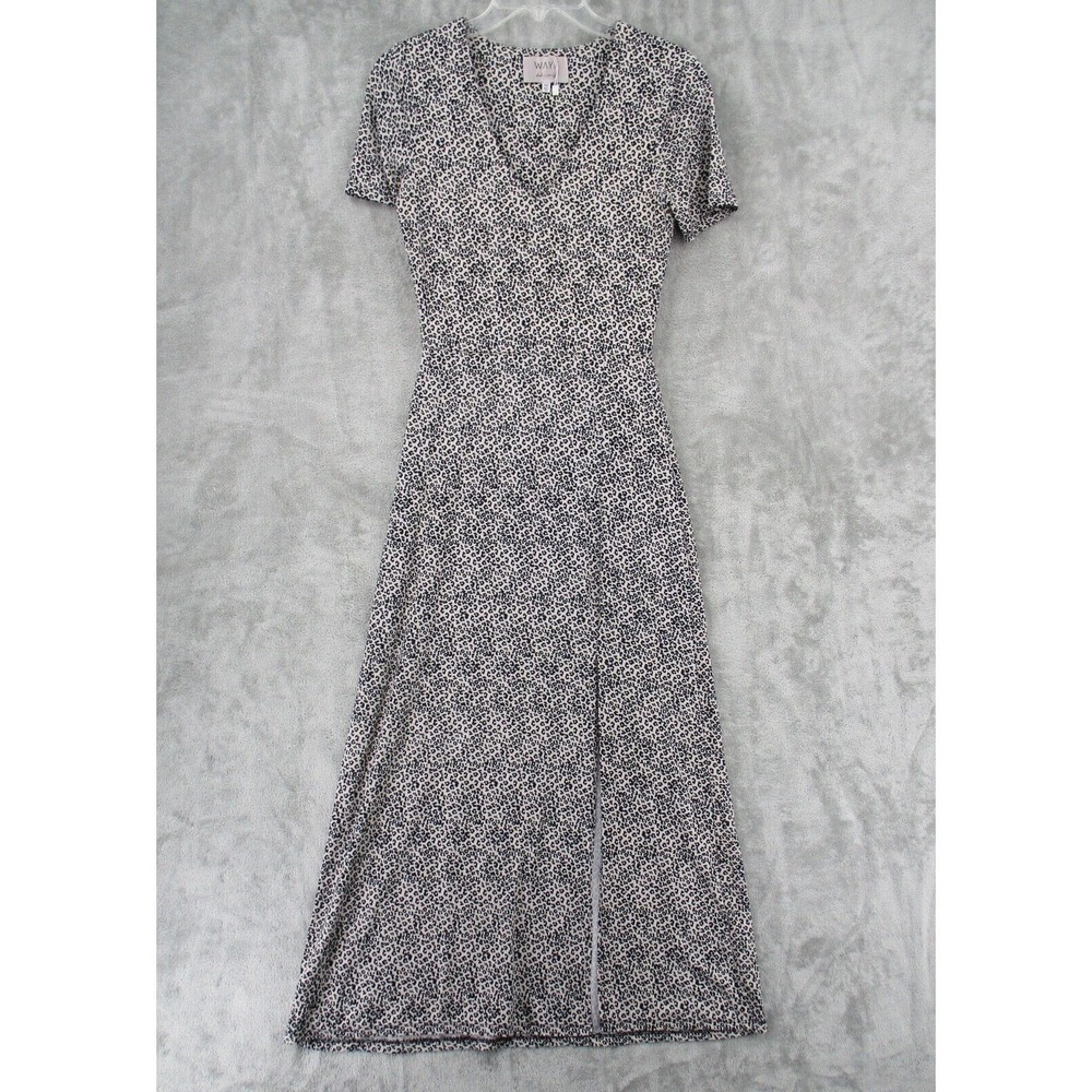 Wayf Dress Womens XXS Maxi Animal Print Stretch Knit Grunge Front Slit Statement
